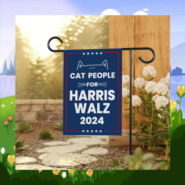 Cat People For Harris Walz 2024 Garden Flag