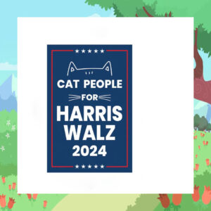Cat People For Harris Walz Flag