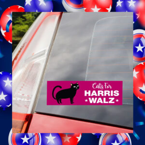 Cats For Harris Walz 2024 Bumper Sticker