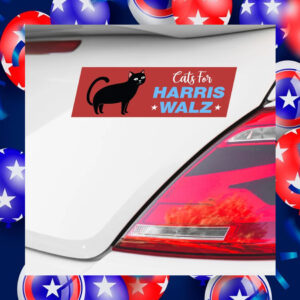 Cats For Harris Walz 2024 Bumper Sticker