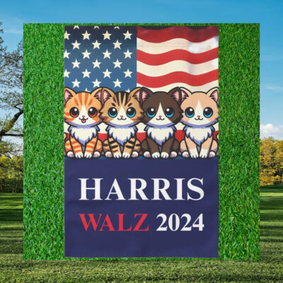 Cats For Harris Walz 2024 Flag