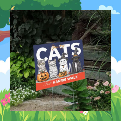 Cats For Harris Walz Halloween Yard Sign