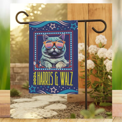 Cats Ladies Vote Harris Walz 2024 Garden Flag