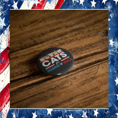 Cats Love For Harris Walz Pin Button