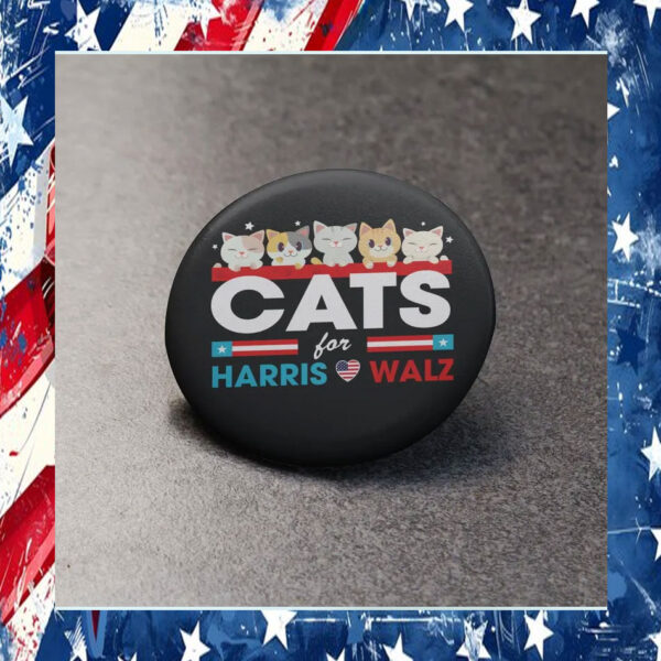 Cats Love For Harris Walz Pin Button