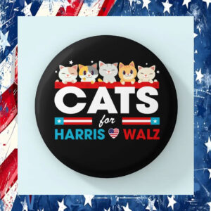 Cats Love For Harris Walz Pin Button