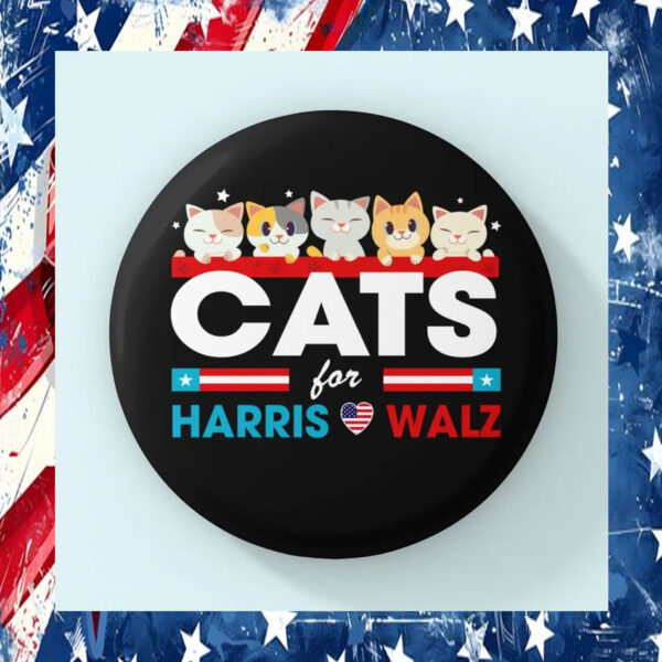 Cats Love For Harris Walz Pin Button