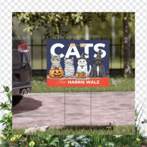 Cats Spooky For Harris Walz 2024 Halloween Yard Sign