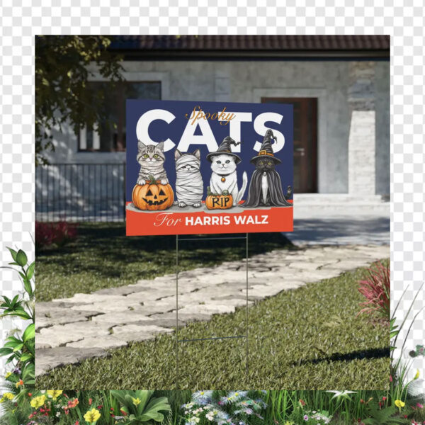 Cats Spooky For Harris Walz 2024 Halloween Yard Sign