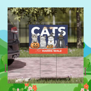Cats Spooky For Harris Walz 24 Halloween Yard Sign