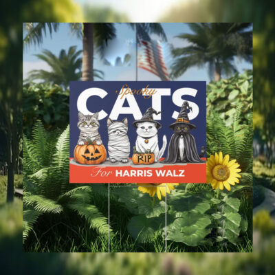 Cats Spooky For Harris Walz Halloween Yard Sign