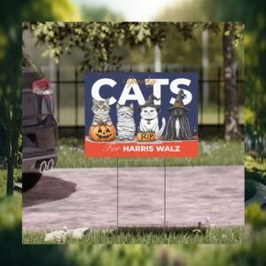 Cats Spooky For Harris Walz Halloween Yard Sign