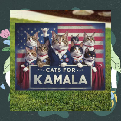 Cats for Kamala Democrat Yard Sign