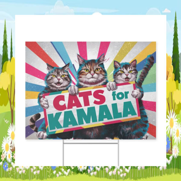 Cats for Kamala Harris Democracy Yard Sign