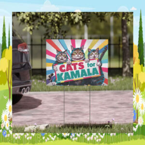 Cats for Kamala Harris Democracy Yard Sign