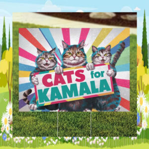 Cats for Kamala Harris Democracy Yard Sign