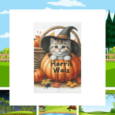 Childless Cat Ladies For Harris Walz 2024 Halloween Flag