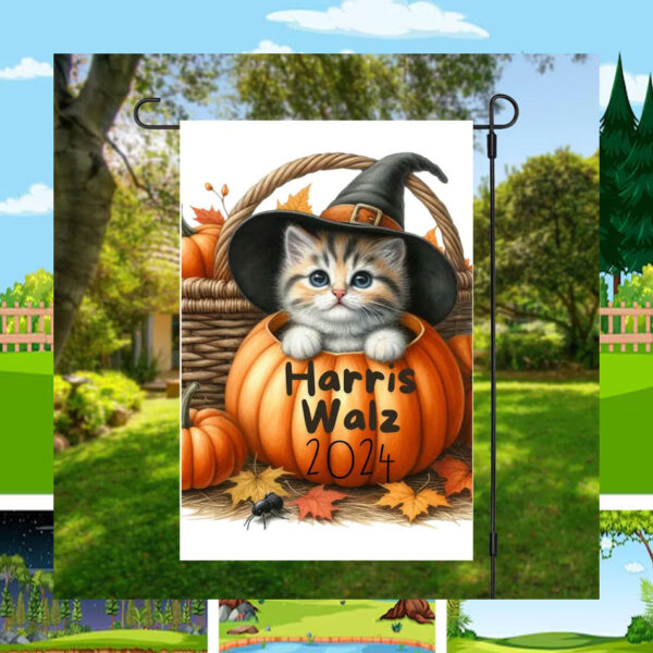 Childless Cat Ladies For Harris Walz 2024 Halloween Flag