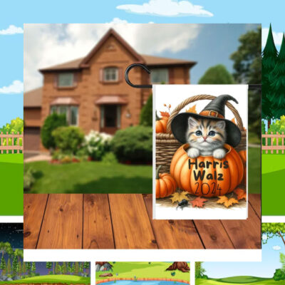 Childless Cat Ladies For Harris Walz 2024 Halloween Flag