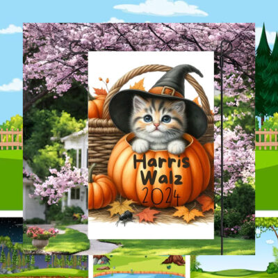 Childless Cat Ladies For Harris Walz 2024 Halloween Flag
