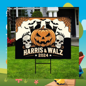 Childless Cat Lady For Harris & Walz 2024 Halloween Yard Sign
