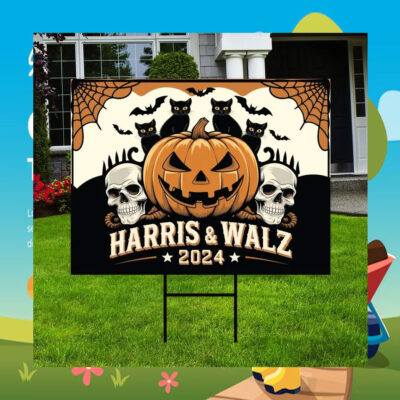 Childless Cat Lady For Harris & Walz 2024 Halloween Yard Sign