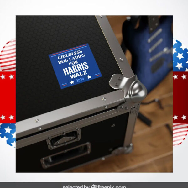 Childless Dog Ladies For Harris Walz 2024 Sticker