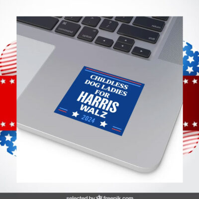 Childless Dog Ladies For Harris Walz 2024 Sticker