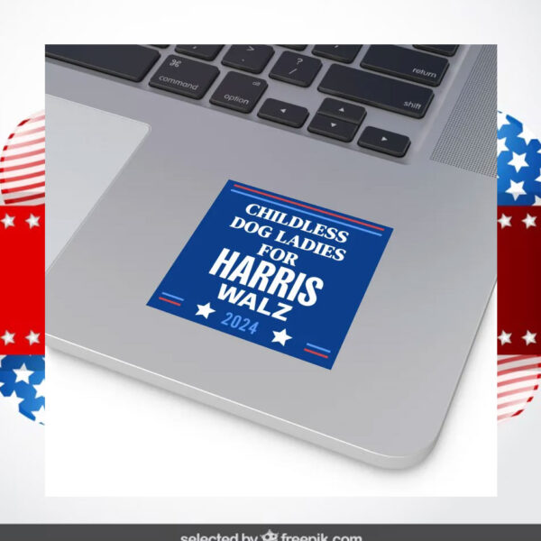 Childless Dog Ladies For Harris Walz 2024 Sticker