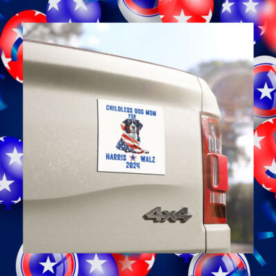 Childless Dog Mom For Harris Walz 2024 Car Magnet
