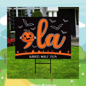 Comma La Harris Walz 2024 Halloween Yard Sign