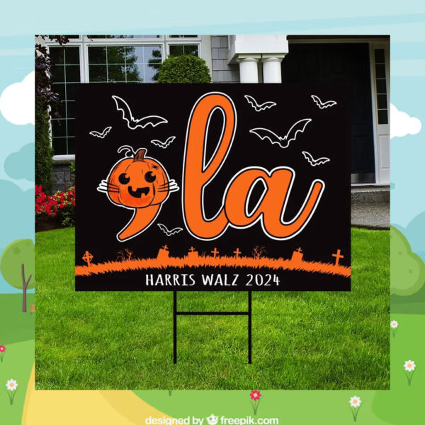 Comma La Harris Walz 2024 Halloween Yard Sign