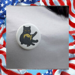 Cute Black Cat Vote For Kamala Pin Button