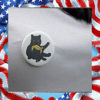 Cute Black Cat Vote For Kamala Pin Button