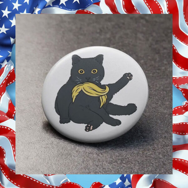 Cute Black Cat Vote For Kamala Pin Button