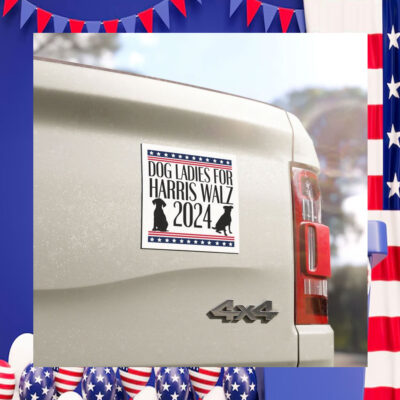 Dog Ladies For Harris Walz 2024 Car Magnet