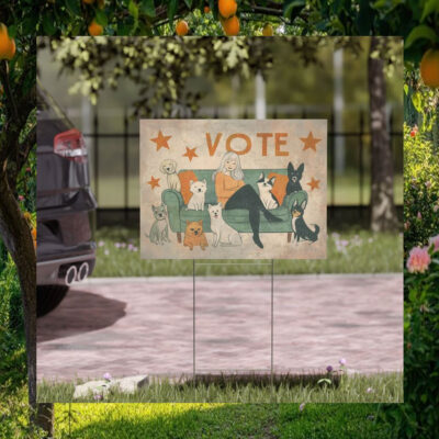 Dog Lady Vote Harris Yard Sign