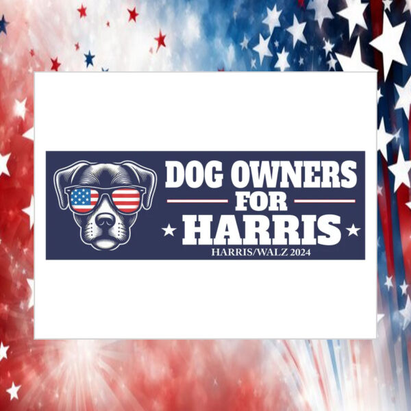 Dog Owners For Harris Walz 2024 Bumper Sticker