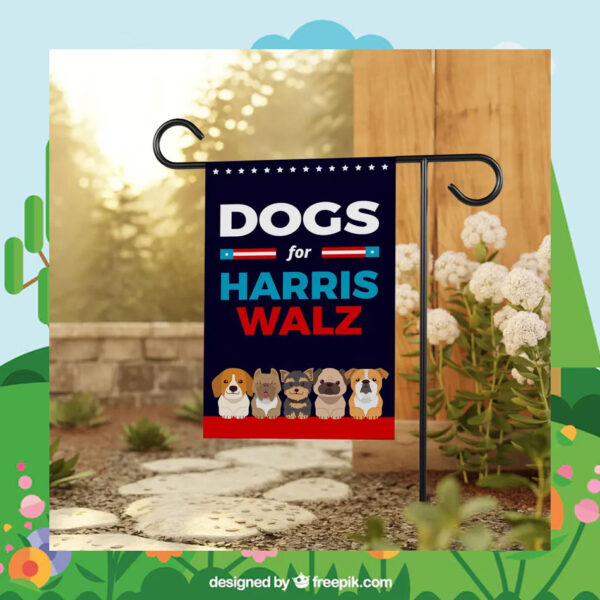 Dogs For Harris Walz Garden Flag