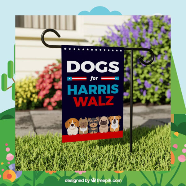 Dogs For Harris Walz Garden Flag