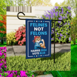 Felines Not Felons Childless Cats Harris 2024 Vote Blue Flag
