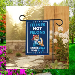 Felines Not Felons Childless Cats Harris 2024 Vote Blue Flag