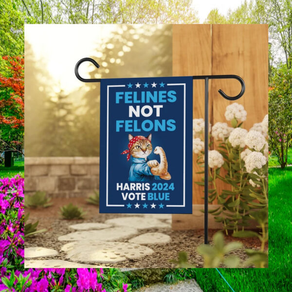 Felines Not Felons Childless Cats Harris 2024 Vote Blue Flag