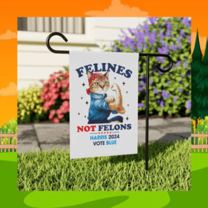 Felines Not Felons Harris 2024 Vote Blue Flag