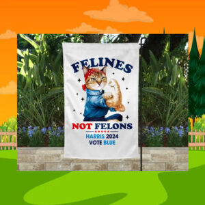 Felines Not Felons Harris 2024 Vote Blue Flag