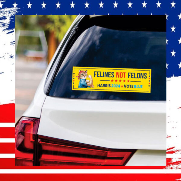 Felines Not Felons Harris 2024 Vote Blue Sticker