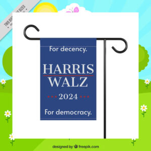 For Decency For Democracy Harris Walz 2024 Banner Flag