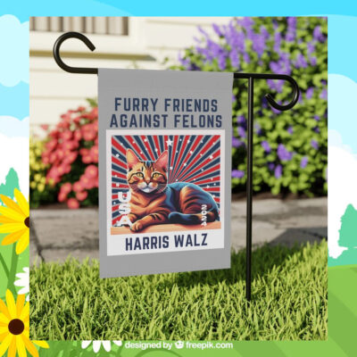 Furry Friends Against Felons Harris Walz 2024 Flag