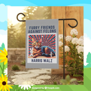 Furry Friends Against Felons Harris Walz 2024 Flag