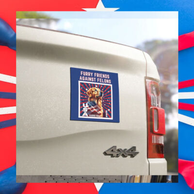 Furry Friends Against Felons, Harris Walz Dog Car Magnet